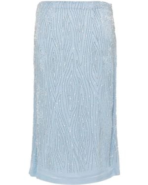 P.A.R.O.S.H. Bead-Embellished Chiffon Skirt - Blue