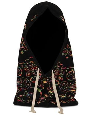 JUN/NAKAYAMA Paisley-Print Drawstring Balaclava - Black