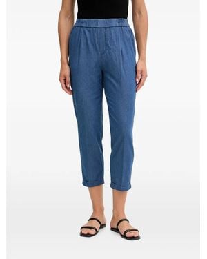 Benetton Elasticated-Waistband Cropped Trousers - Blue