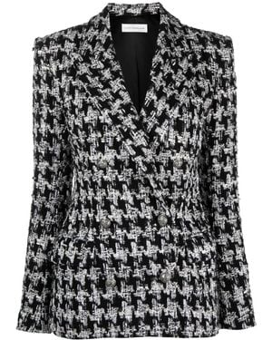 Faith Connexion Bouclé Houndstooth-Pattern Blazer - Black