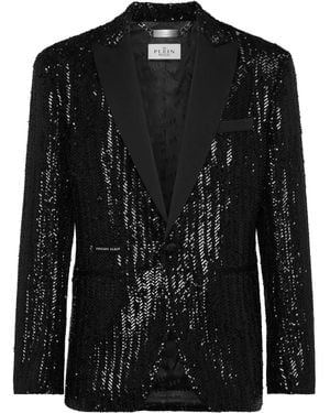 Philipp Plein Embroidered Lurex Blazer - Black