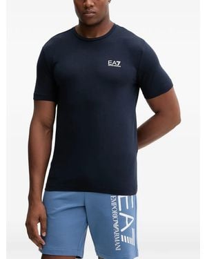 EA7 Logo-Print T-Shirt - Blue