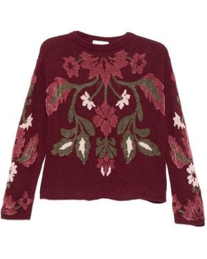 iBlues Floral-Intarsia Sweater - Red