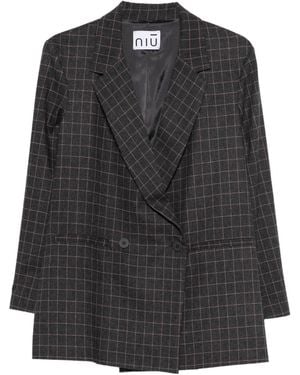Niu Geruite Blazer - Zwart