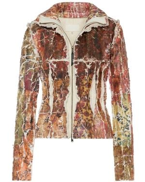 Maison Margiela Fragmented Floral Zip-Up Cardigan - White