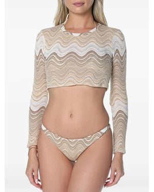 MC2 Saint Barth Siviglia Wave-Pattern Cropped Top - Natural