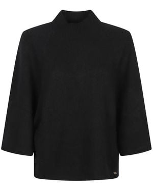 Fay V-Ausschnitt-Pullover Mit Raglanärmeln - Schwarz