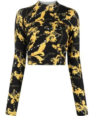 Versace Jeans Couture Chain Couture-Print Cropped Jumper - Black
