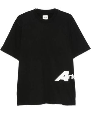 Arte' Logo-Print Cotton T-Shirt - Black