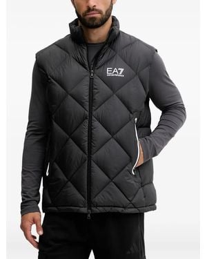 EA7 Logo-Detail Quilted Gilet - Black