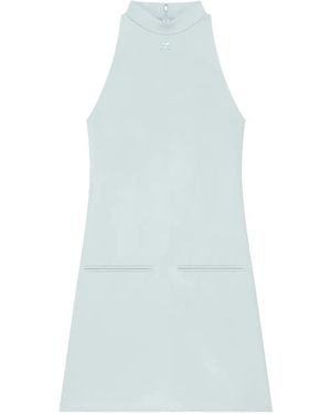 Courreges High-Neck Pocket Dress - Blue
