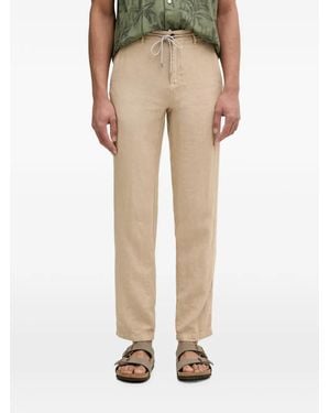 KARL LAGERFELD Drawstring-Fastening Straight-Leg Trousers - Natural