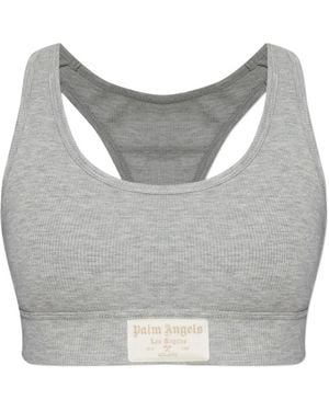 Palm Angels Sujetador De Canalé Con Parche Del Logo - Gris