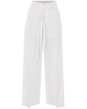 Elle Pantalones con lazos de encaje - Blanco