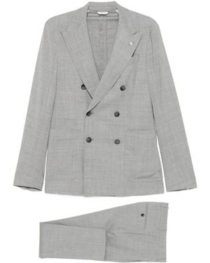 Manuel Ritz Double-Breasted Wool Suit - Gray