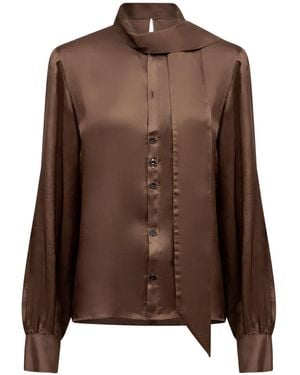 MM6 by Maison Margiela Tie-Neck Satin Shirt - Brown