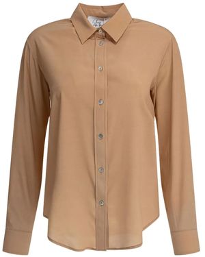 SLEEP NO MORE Button-Down Silk Shirt - Brown