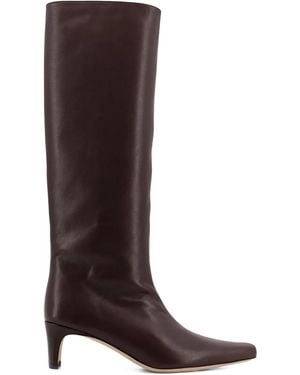 STAUD Wally Pointed Leather Boots - Brown
