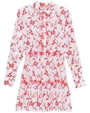 Ermanno Scervino Floral Ruffled Dress - Red