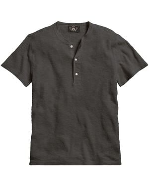 RRL Henley Cotton T-Shirt - Black