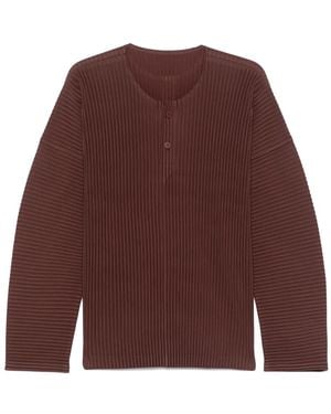 Homme Plissé Issey Miyake Plissé-Effect T-Shirt - Brown