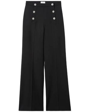 Claudie Pierlot Crystal-Embellished Wide-Leg Pants - Black