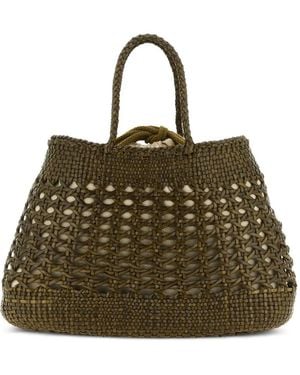 Dragon Diffusion Santa Cano Woven-Leather Tote Bag - Green