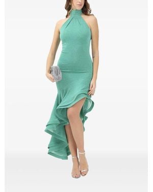 SIMONA CORSELLINI Asymmetrical Halterneck Ruffled Dress - Green