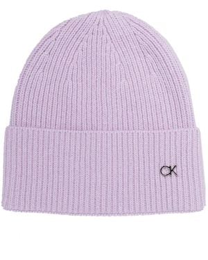 Calvin Klein Re-Lo Ribbed-Knit Beanie - Purple