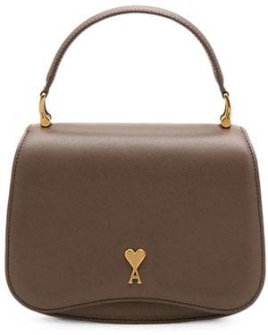 Ami Paris Cowhide-Leather Paris Paris Top Handle Bag - Brown