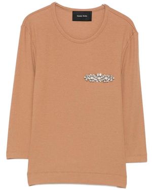 Simone Rocha Embellished-Detail Long-Sleeve T-Shirt - Natural