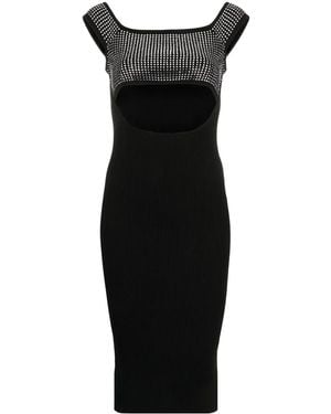 GIUSEPPE DI MORABITO Stud-Embellished Knitted Midi Dress - Black