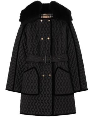Burberry Plumífero Largo Floriston De Nylon - Negro