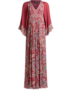 Etro Paisley-Print Pleated Dress - Red
