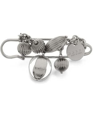 Marni Pendant-Embellished Pin - Metallic