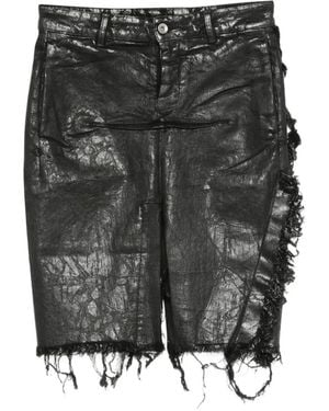Rick Owens Distressed Sliced Denim Mini Skirt - Grey