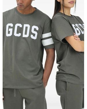 Gcds Camiseta con franja del logo - Gris