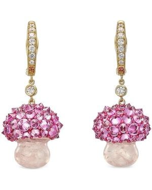 Anabela Chan Virosa Rose Quartz Diamond And Sapphire Earrings - Pink