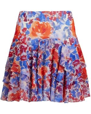 Ralph Lauren Ruffled Floral Mini Skirt - Red