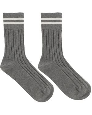 Eleventy Chaussettes Côtelées À Rayures - White