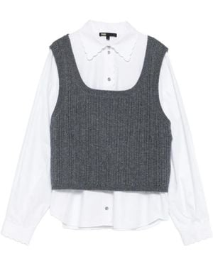 Maje Geripptes Hemd Im Layering-Look - Grau