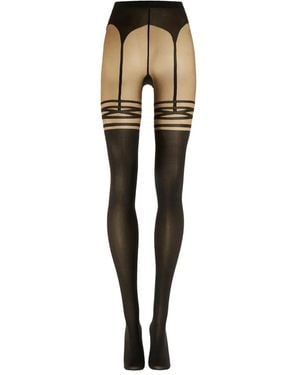 Wolford Strumpfhose Mit Hosenträgern - Natur
