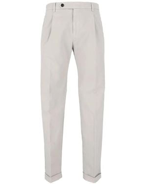 Berwich Pleated Turn-Up Straight-Leg Trousers - Grey