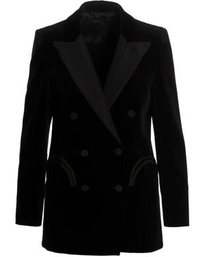 Blazé Milano Double-breasted Velvet Blazer - Black