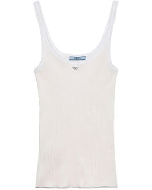 Prada Ribbed Cotton Top - White