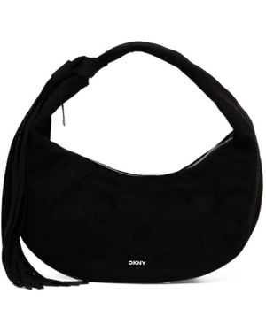 DKNY Fringe-Detail Knotted Tote Bag - Black