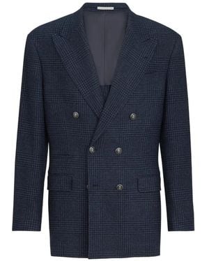 Brunello Cucinelli Blazer À Boutonnière Croisée - Blue