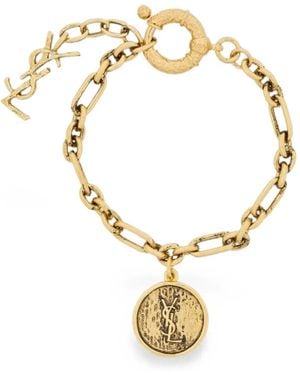Saint Laurent Pulsera Cassandre Con Medallón De Metal - Metálico