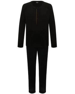 ZEGNA Buttoned Henley Pajamas - Black