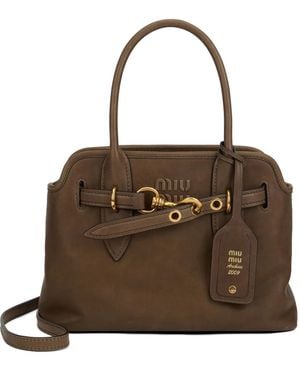 Miu Miu Adventure Logo Adjustable-Strap Tote Bag - Brown